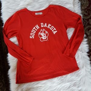USD University of South Dakota Coyotes Shirt L Red